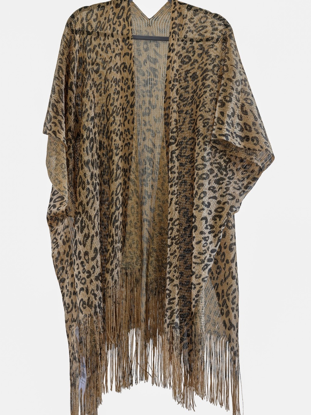 NWT Leopard Print Fringe Kimono Cover Up | One Size